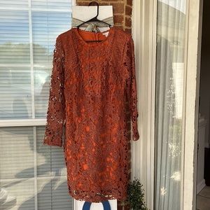 Rust and burnt orange dress